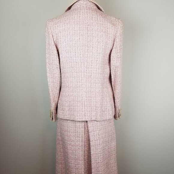 Vintage 1950's Classic Pale Pink Tweed 2 pc Tweed Blazer Skirt Suit Set * Small - Picture 9 of 16